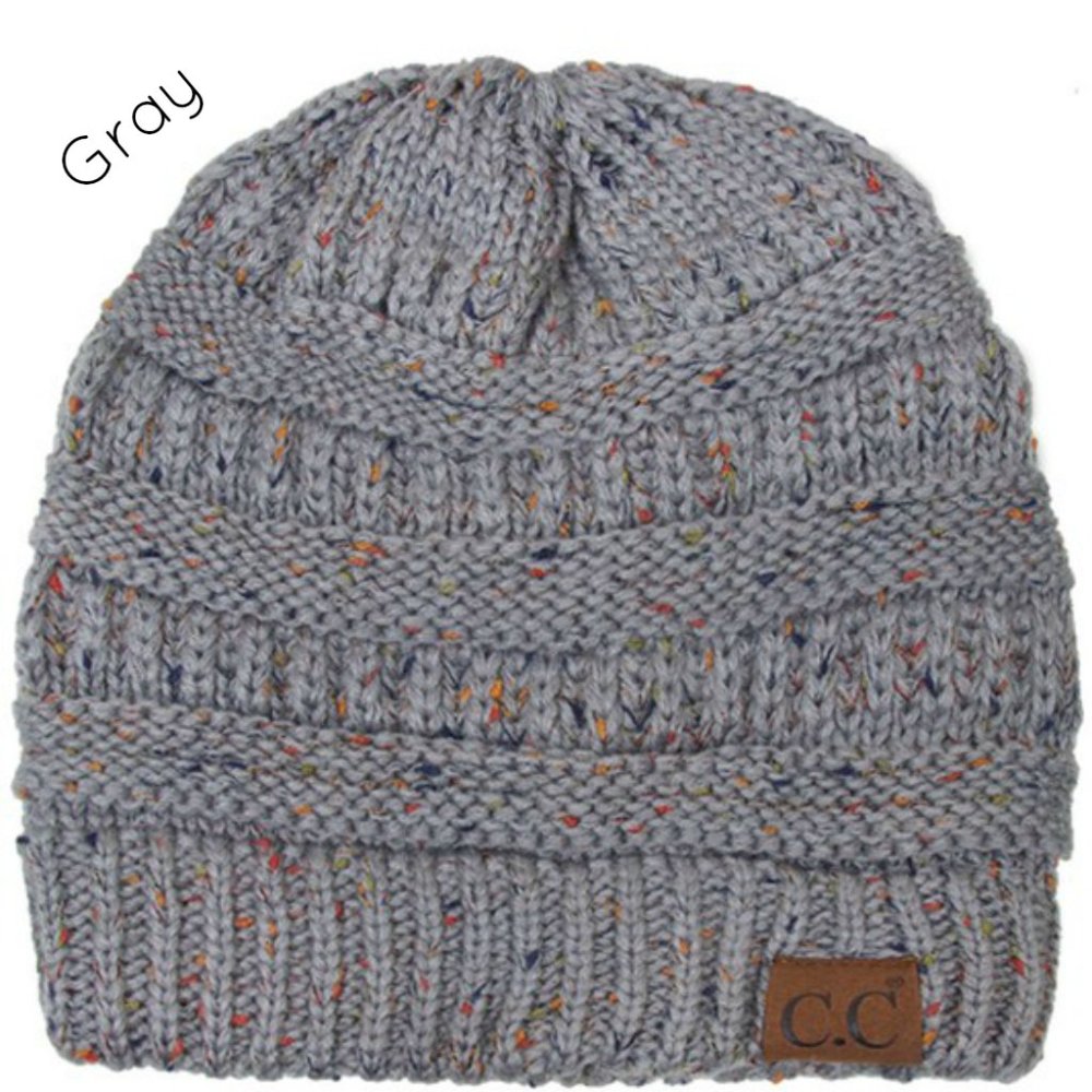 CC Messy Bun Beanie - Gray